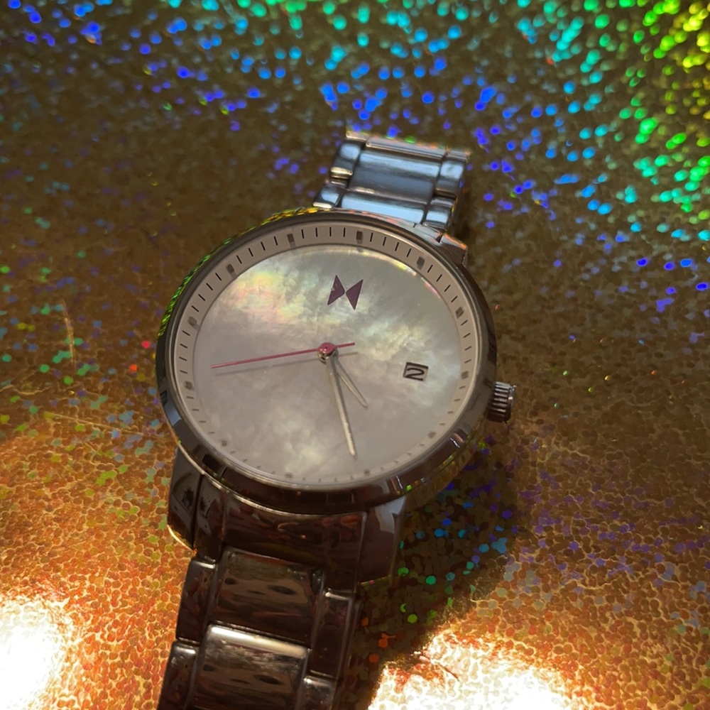 MVMT Silver Watch with Opal Face